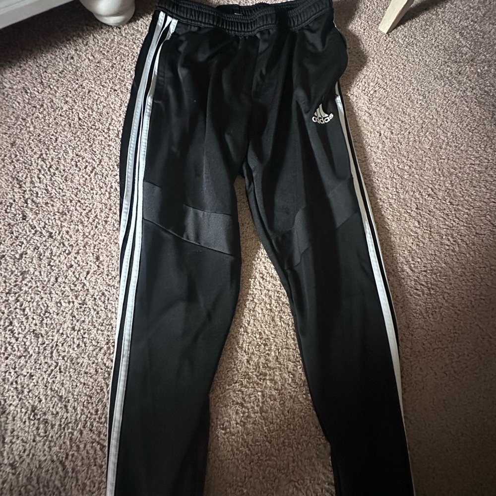 Adidas Black Joggers with White Accents